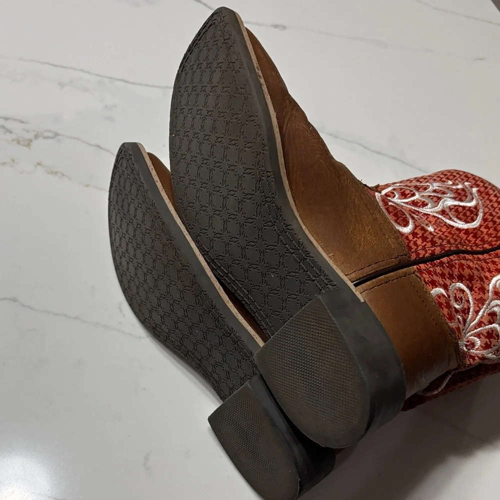 Kids Western Boots in Red and Brown